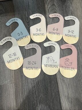 New Nursery Closet Size Hangers - Pastel Blue, Pink, Gray, Cream Set